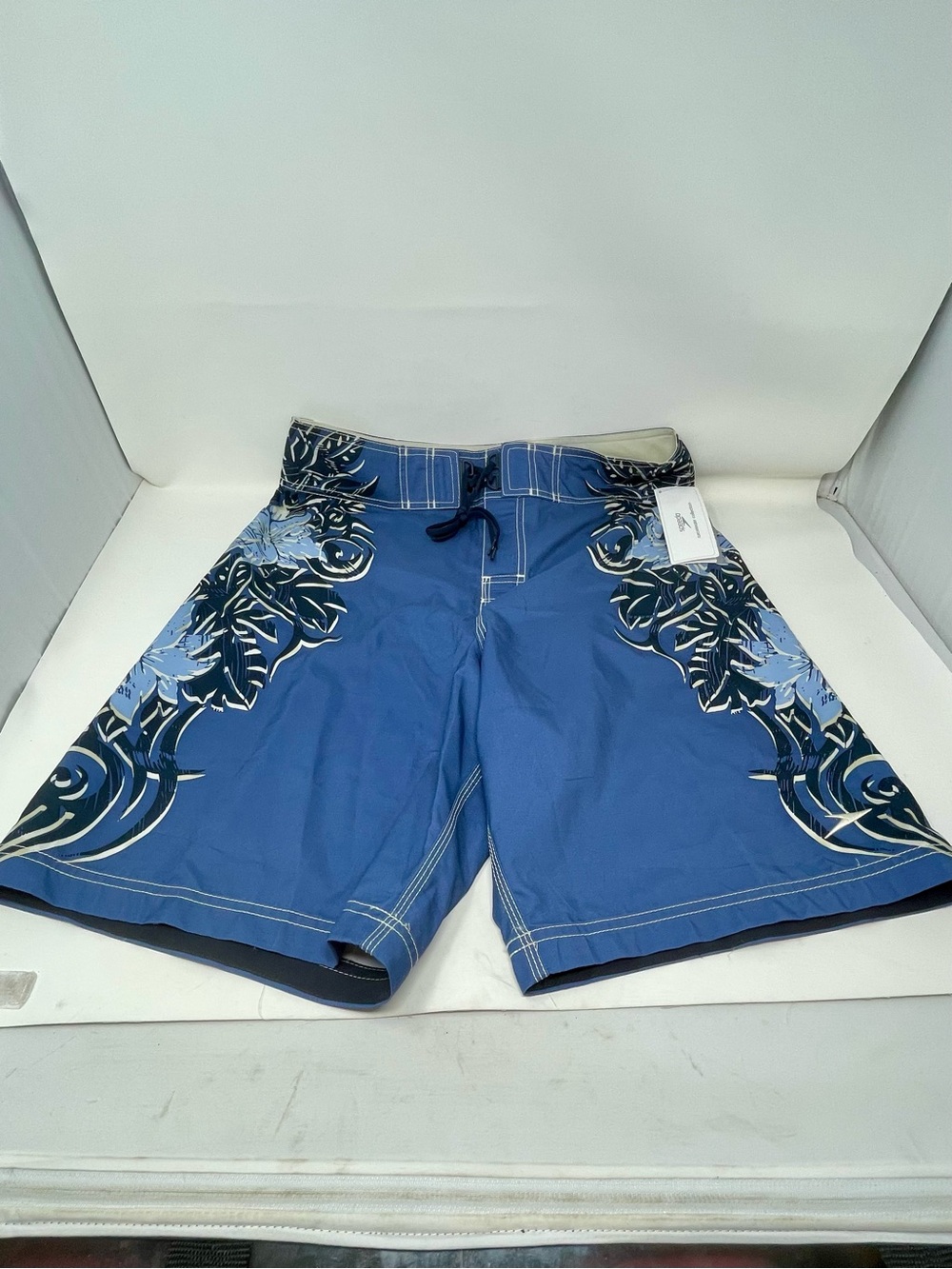 Speedo Blue Floral-Accent Swim Board Shorts